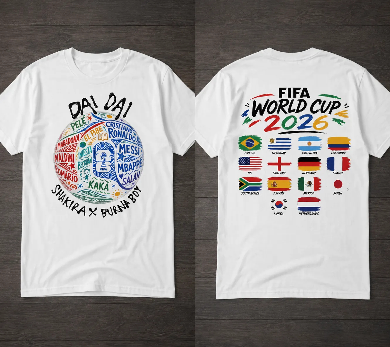FIFA World Cup 2026 T-Shirt – Football Legends & Nations Front & Back Fan Tee