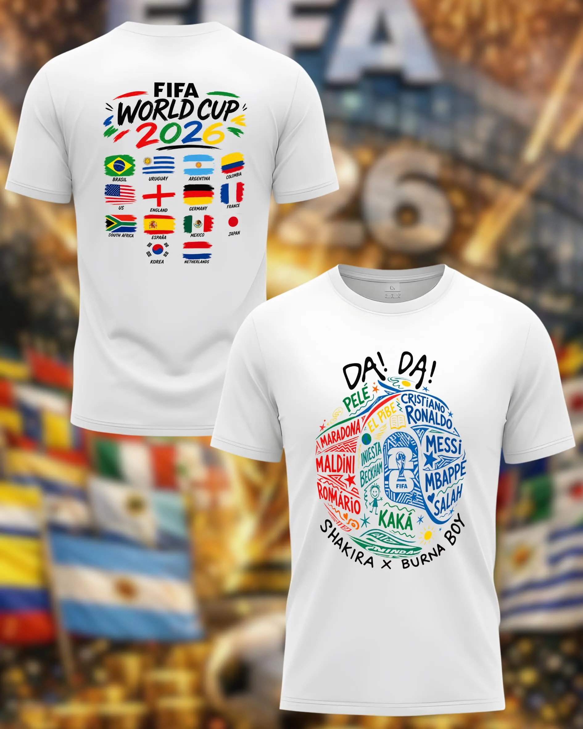FIFA World Cup 2026 T-Shirt – Football Legends & Nations Front & Back Fan Tee