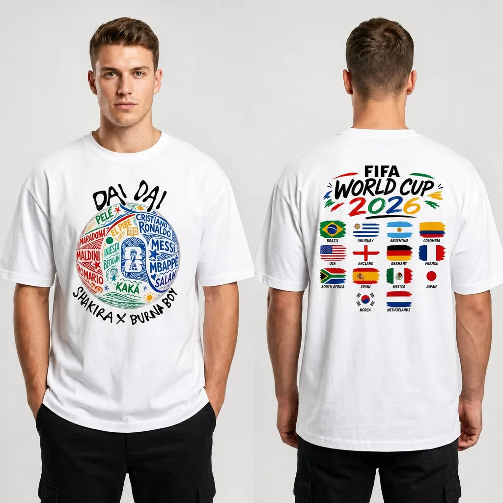 FIFA World Cup 2026 T-Shirt – Football Legends & Nations Front & Back Fan Tee