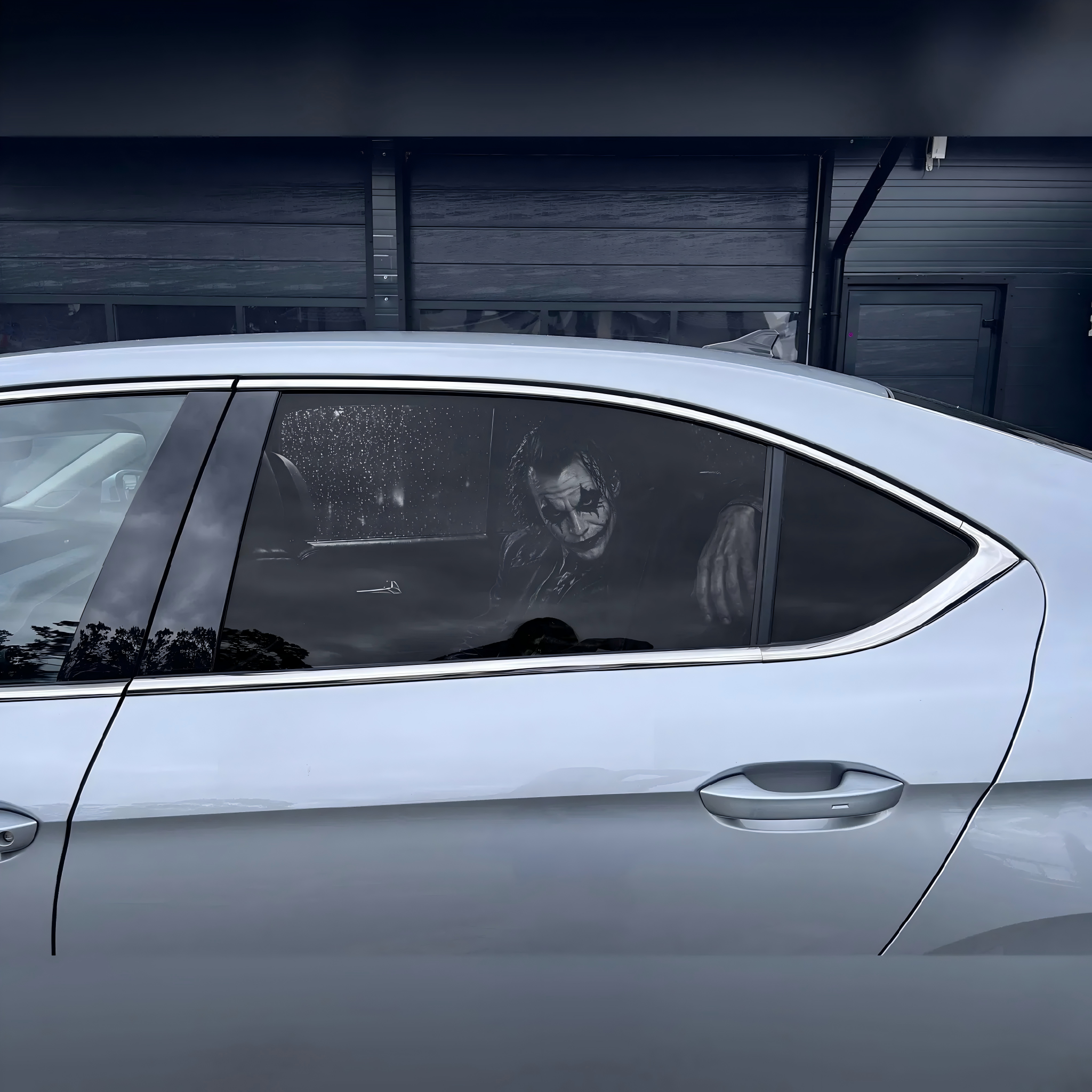 Horror Car Window Decals | Creepy Backseat Passenger(Universal Fit)—Halloween Series