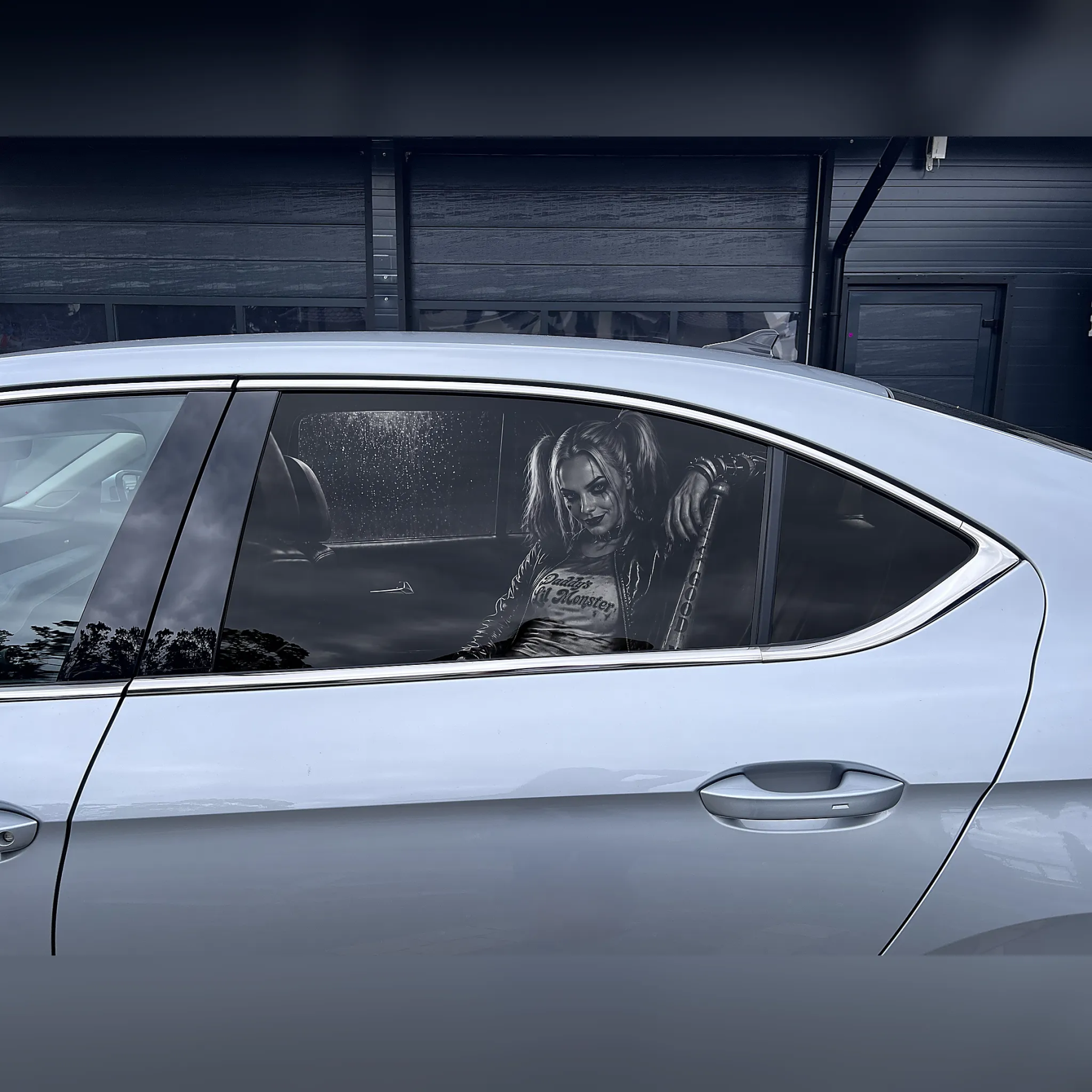 Horror Car Window Decals | Creepy Backseat Passenger(Universal Fit)—Halloween Series