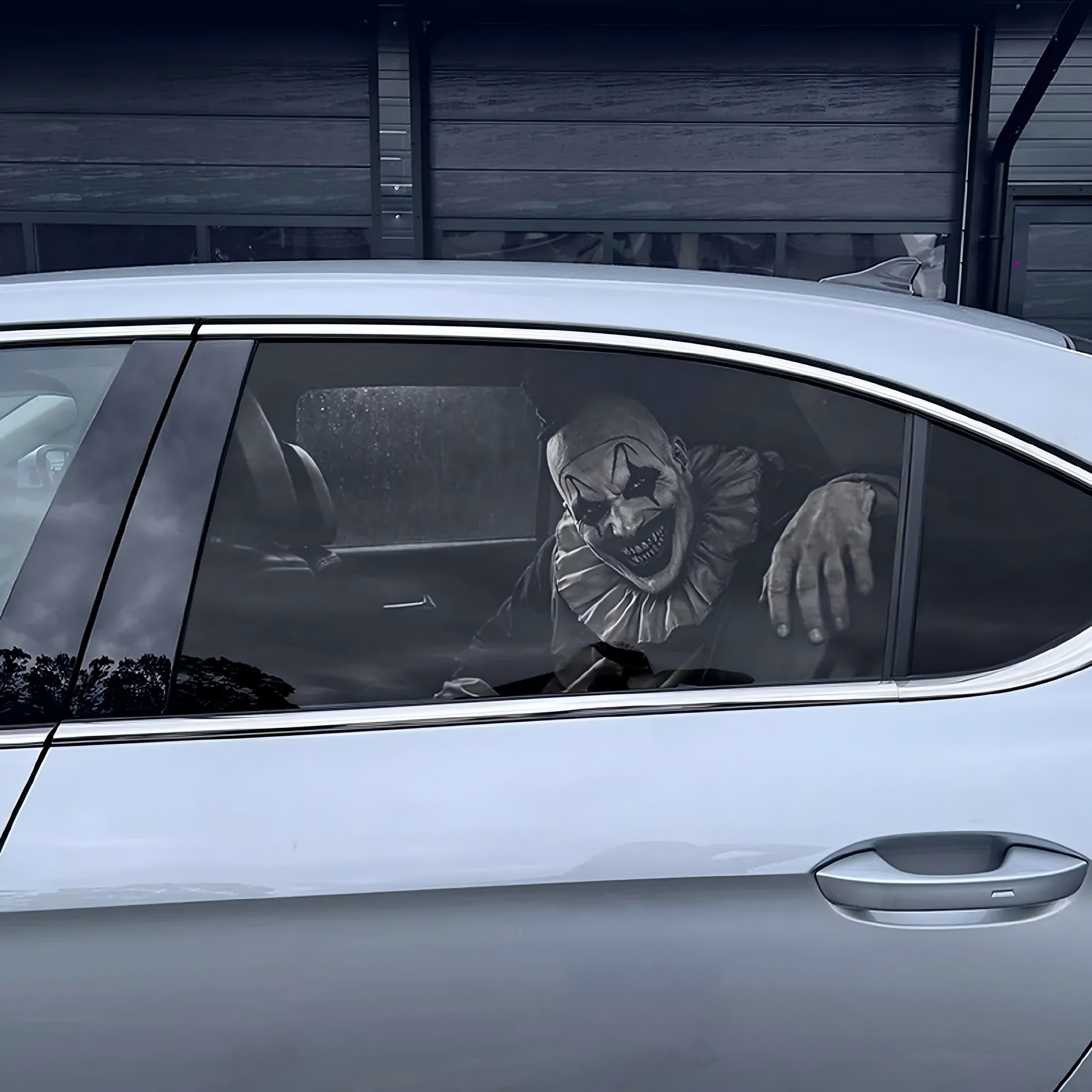 Horror Car Window Decals | Creepy Backseat Passenger(Universal Fit)—Halloween Series
