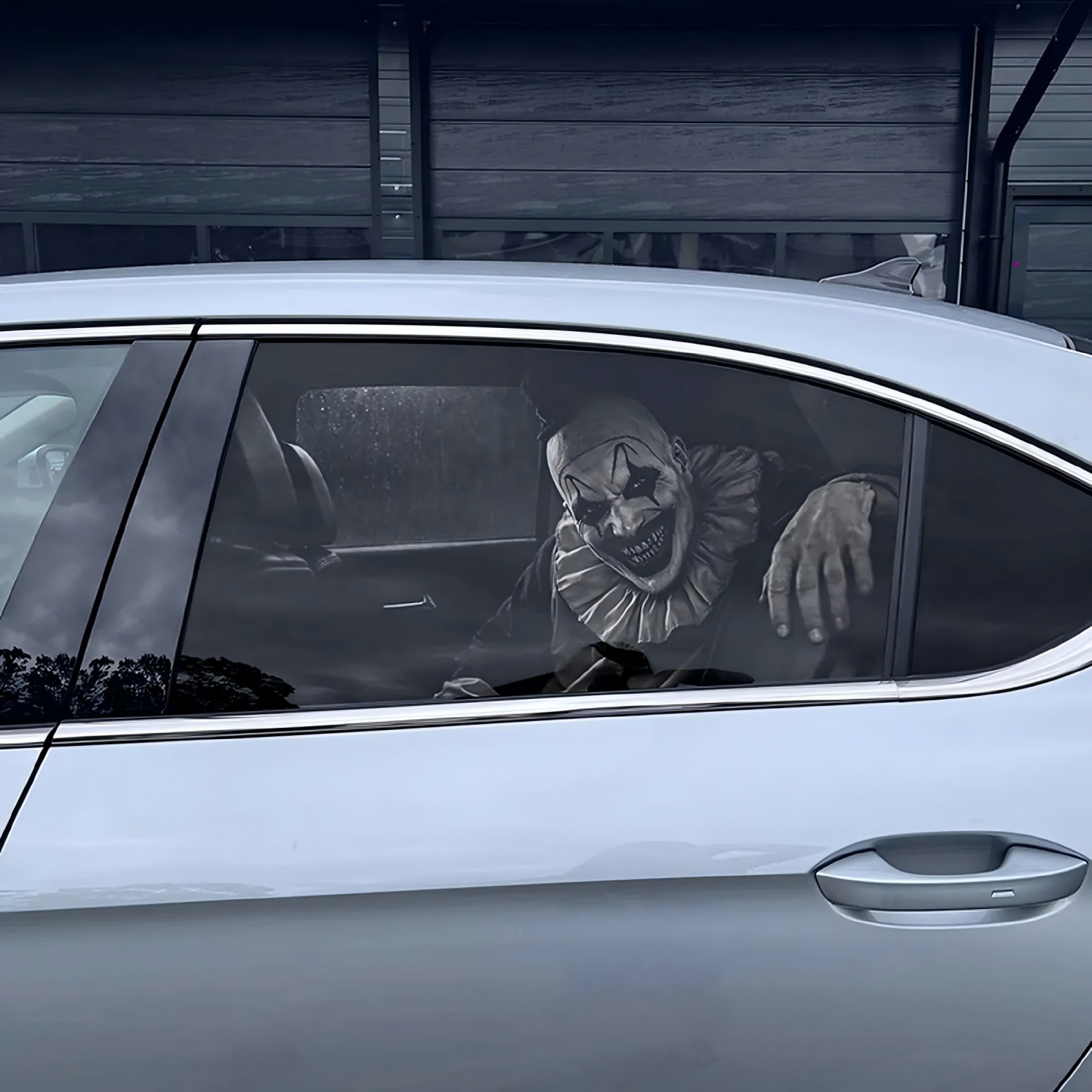 Horror Car Window Decals | Creepy Backseat Passenger(Universal Fit)—Halloween Series
