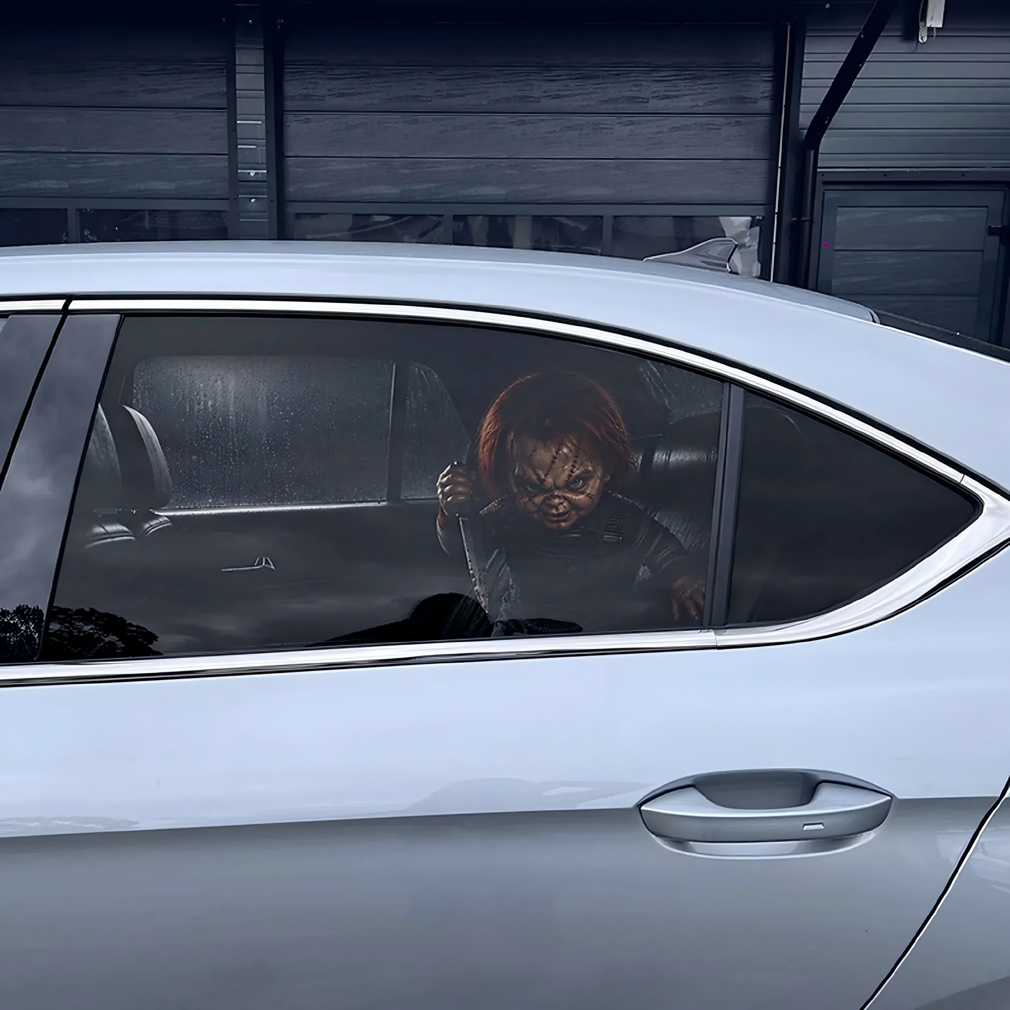 Horror Car Window Decals | Creepy Backseat Passenger(Universal Fit)—Halloween Series