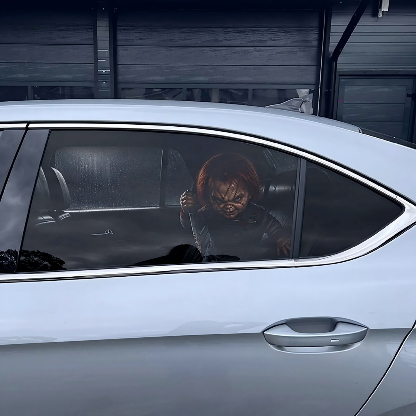 Horror Car Window Decals | Creepy Backseat Passenger(Universal Fit)—Halloween Series