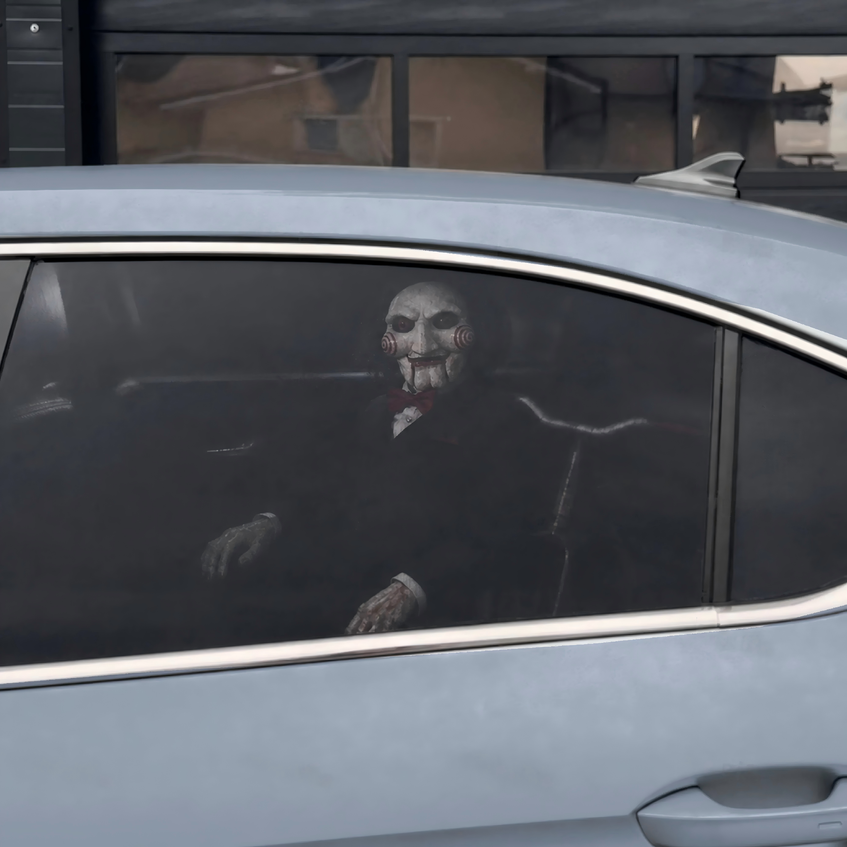 Horror Car Window Decals | Creepy Backseat Passenger(Universal Fit)—Halloween Series