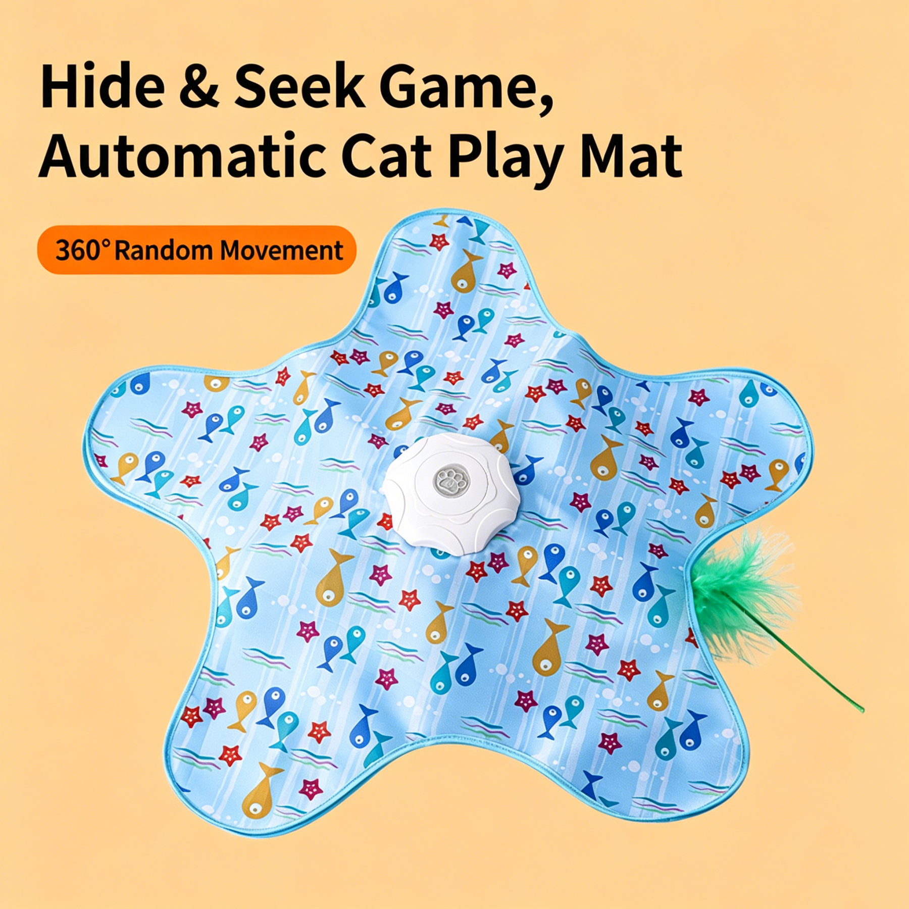 Automatic Hidden Feather Cat Toy Mat, Interactive Moving Flutter Toy for Indoor Cats