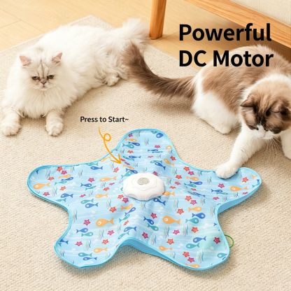 Automatic Hidden Feather Cat Toy Mat, Interactive Moving Flutter Toy for Indoor Cats