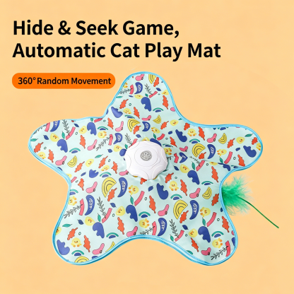 Automatic Hidden Feather Cat Toy Mat, Interactive Moving Flutter Toy for Indoor Cats