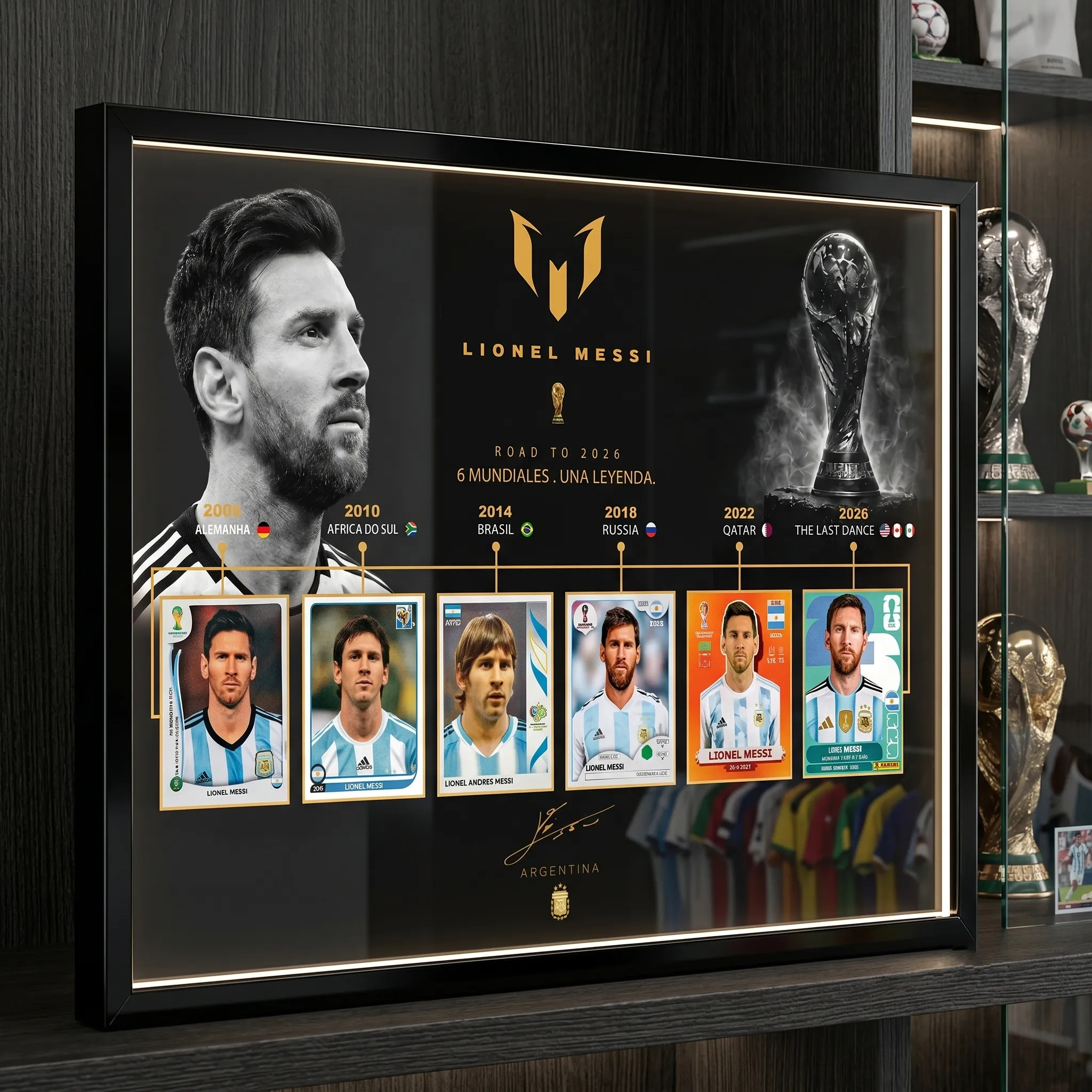 Acrylic Lionel Messi "Una Leyenda" Luxury Frame – 6x World Cup Career Evolution Frame (2006-2026)