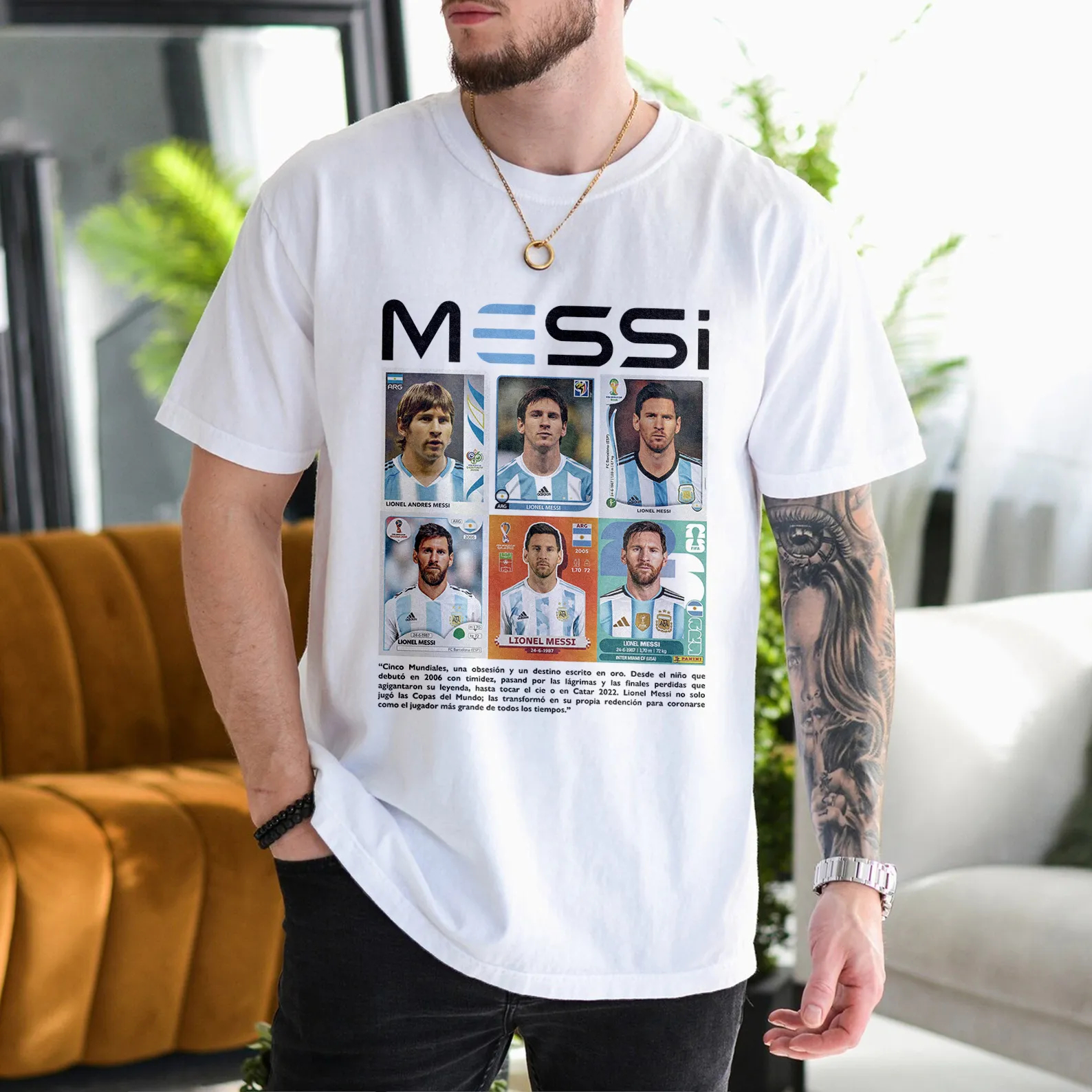 Messi 2026 World Cup "GOAT Career" Trading Card Graphic Tee