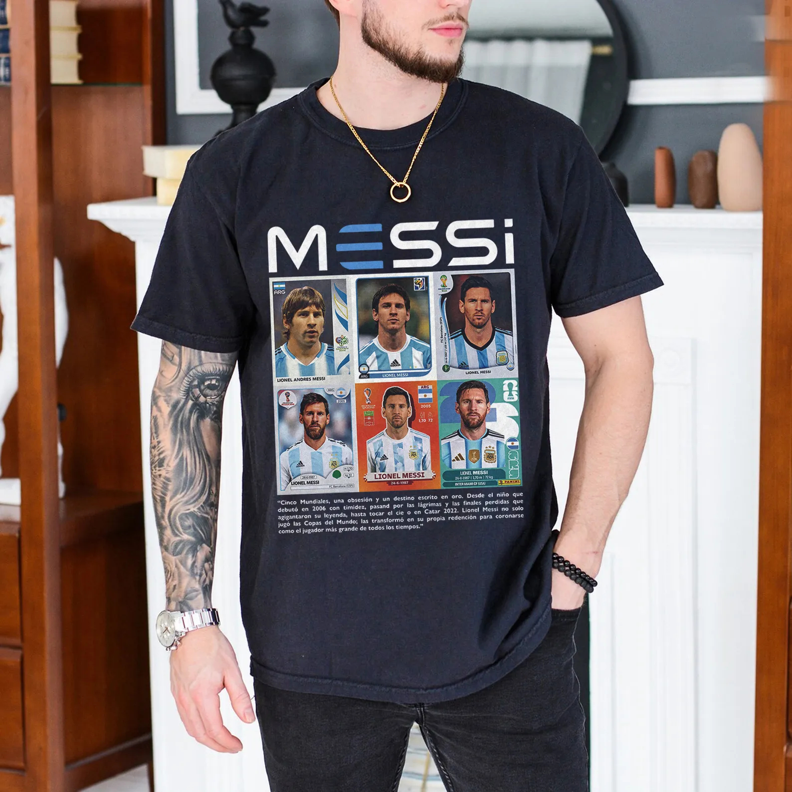 Messi 2026 World Cup "GOAT Career" Trading Card Graphic Tee