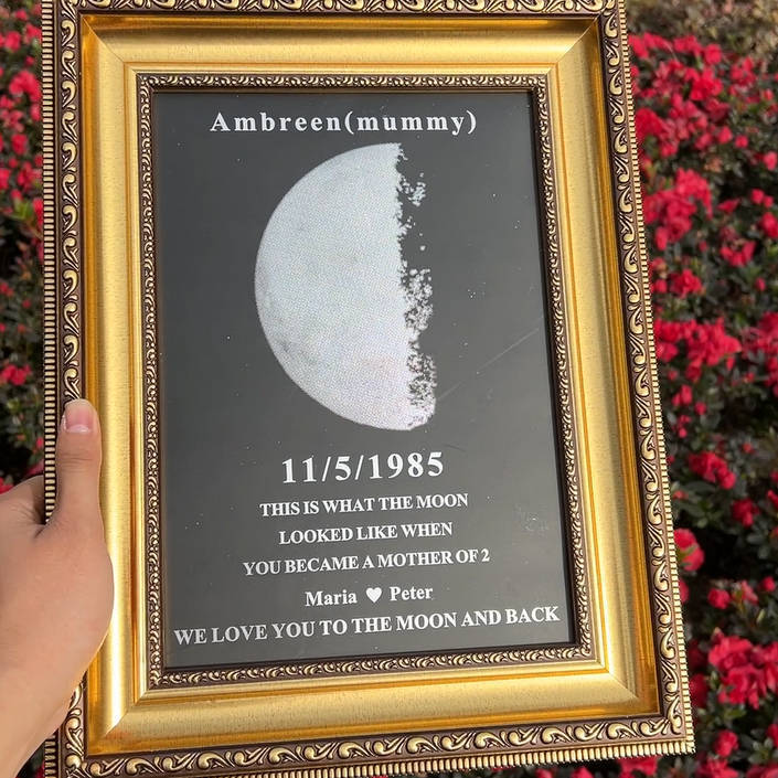 Custom Moon Phase Frame With Text & Date- Commemorative Gift source image 5