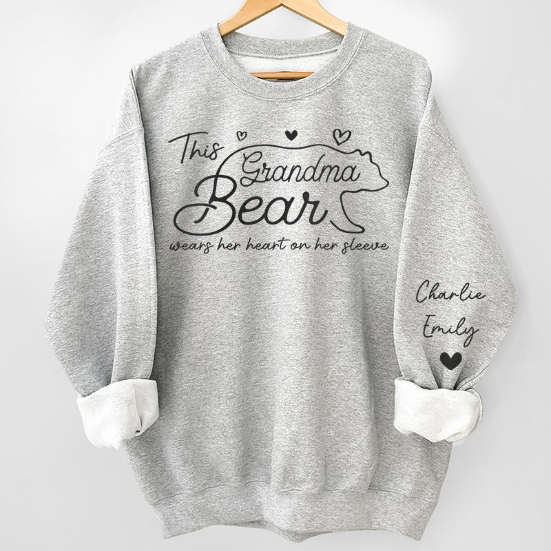 This Mama Bear Wears Her Heart On Her Sleeve - Family Custom Unisex Sweatshirt source image 6