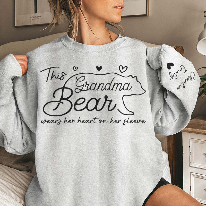 This Mama Bear Wears Her Heart On Her Sleeve - Family Custom Unisex Sweatshirt source image 7