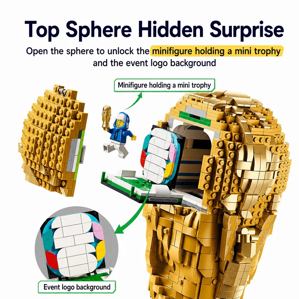 Gold Soccer Trophy Building Block Set in Small Large Sizes