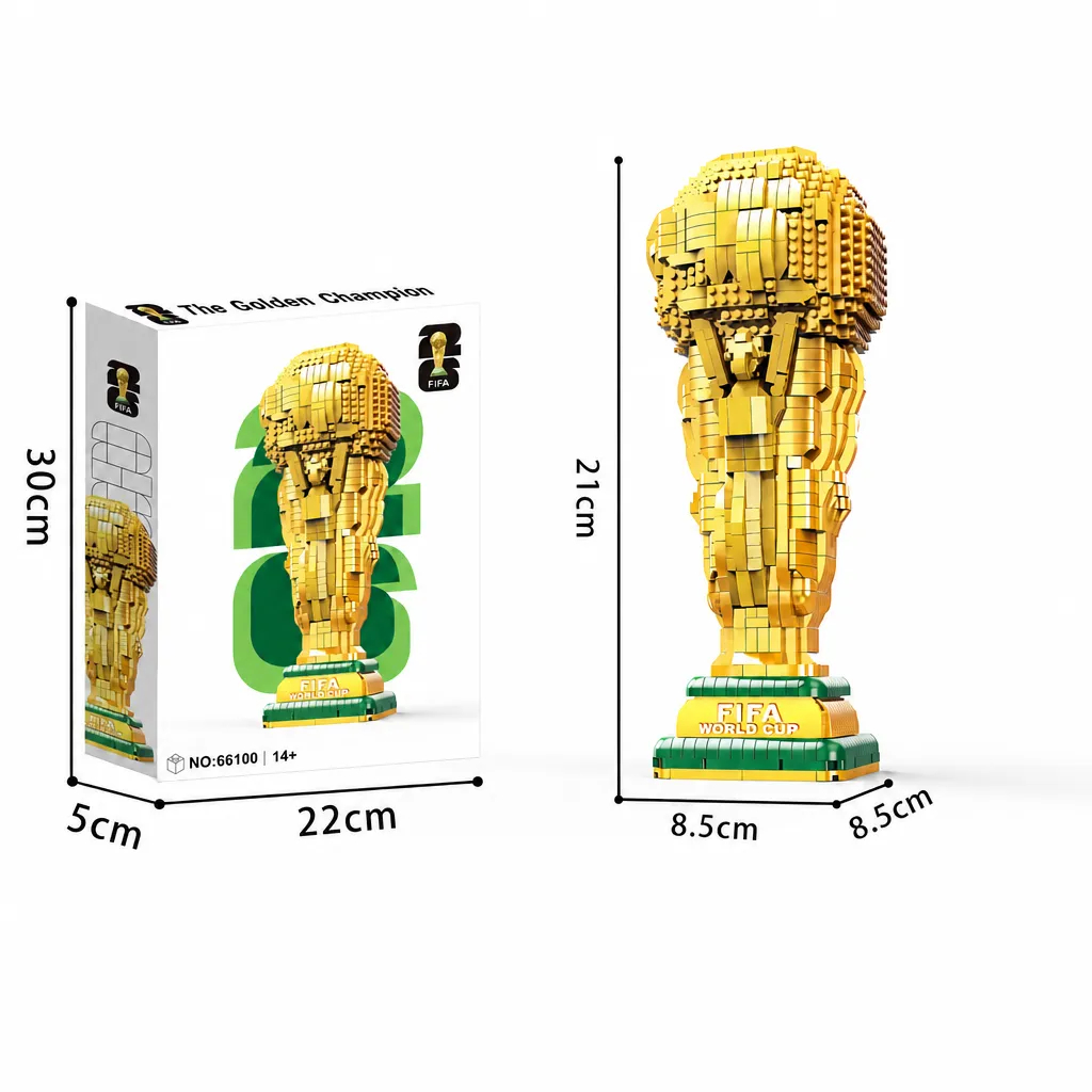 Gold Soccer Trophy Building Block Set in Small Large Sizes