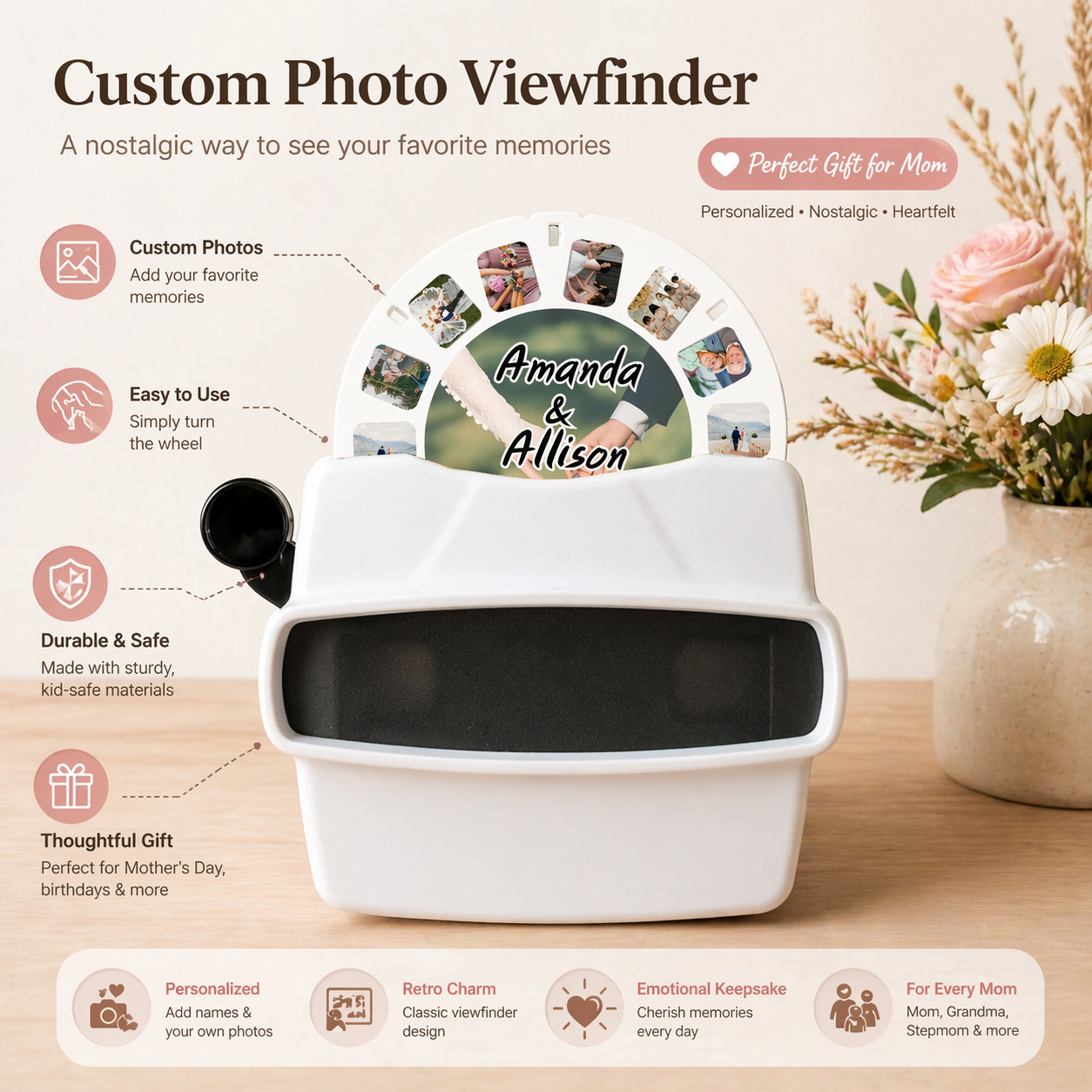 Custom Photo Viewfinder Retro Mother's Day Gift
