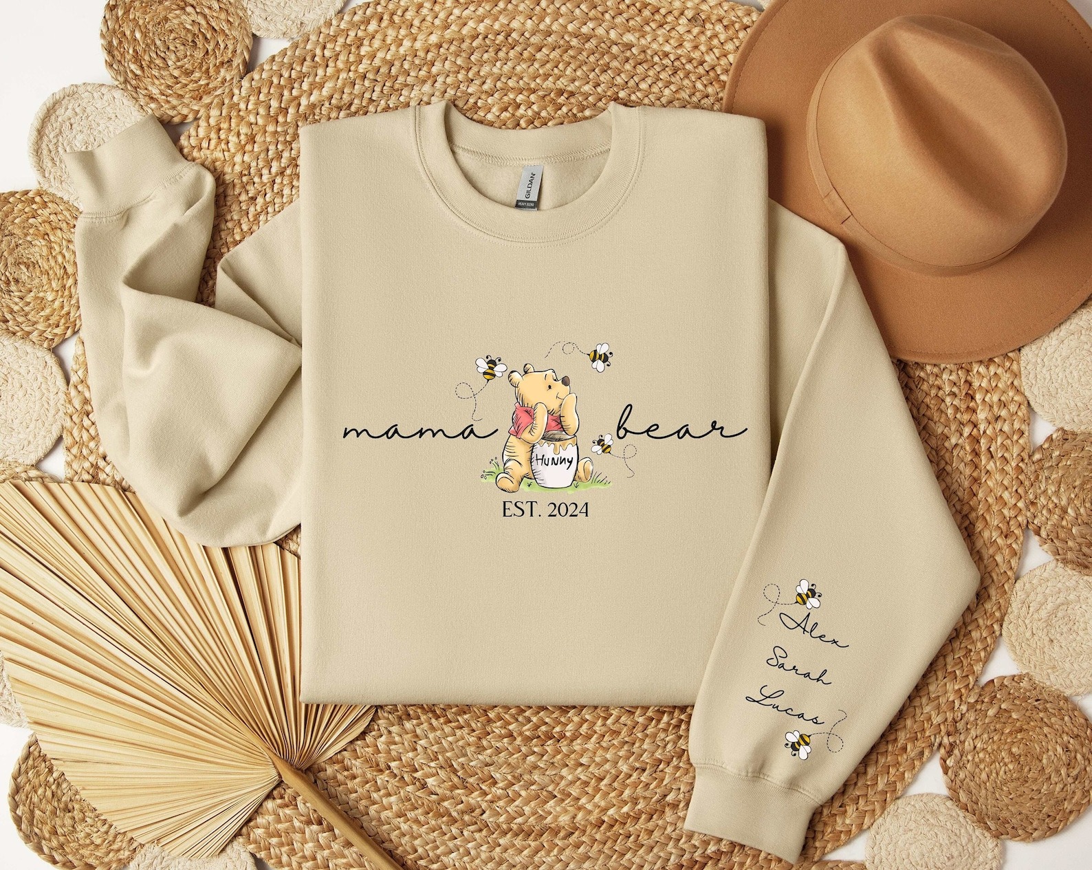 Custom mama sweatshirt with her kids name printed on sleeve and her est year source image 3