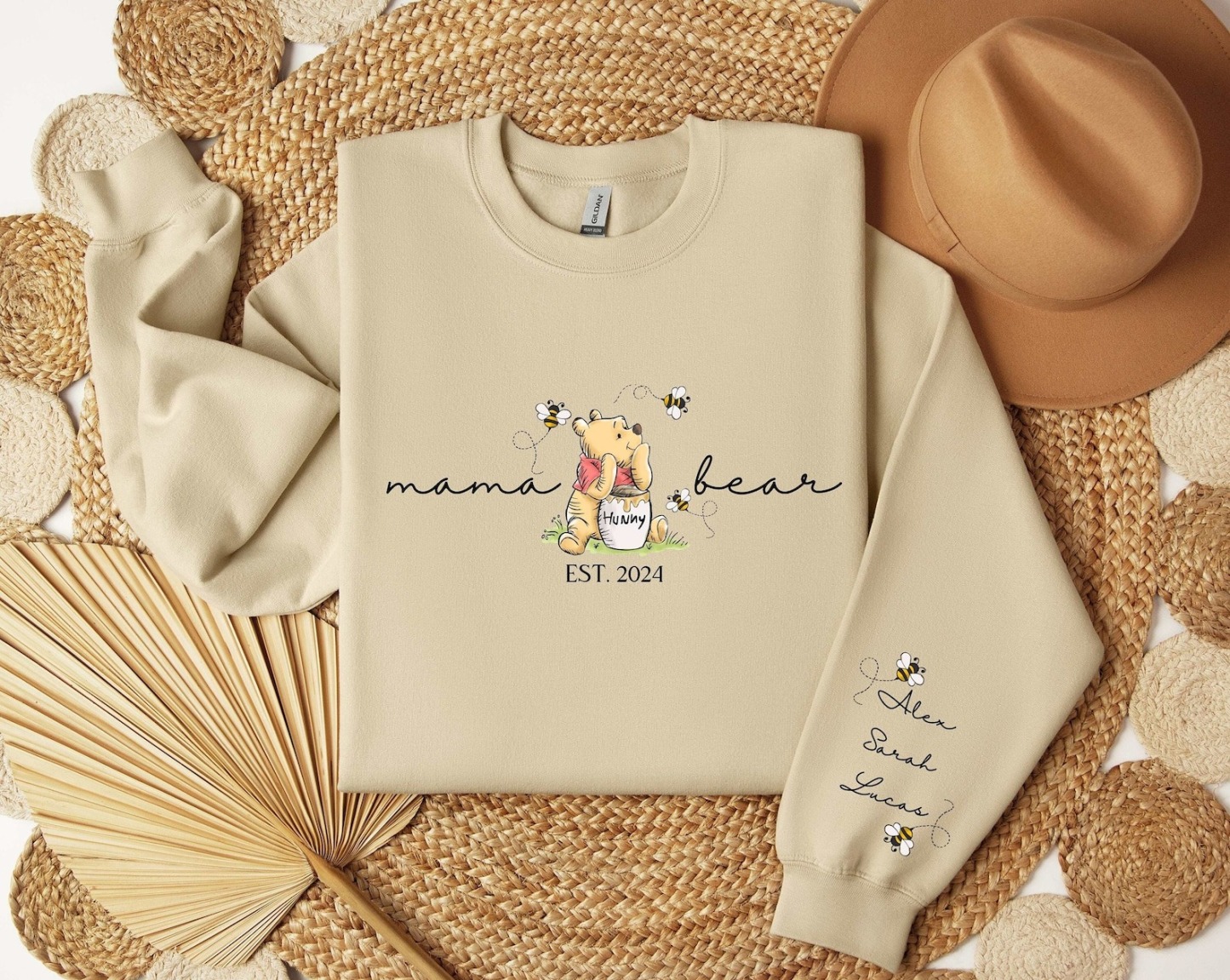 Custom mama sweatshirt with her kids name printed on sleeve and her est year source image 3