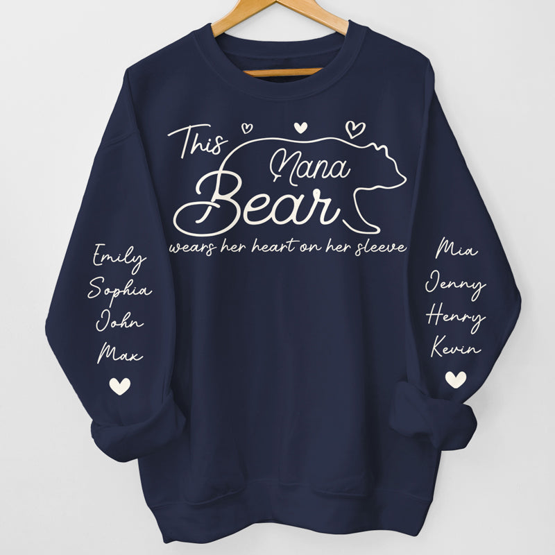 This Mama Bear Wears Her Heart On Her Sleeve - Family Custom Unisex Sweatshirt source image 3