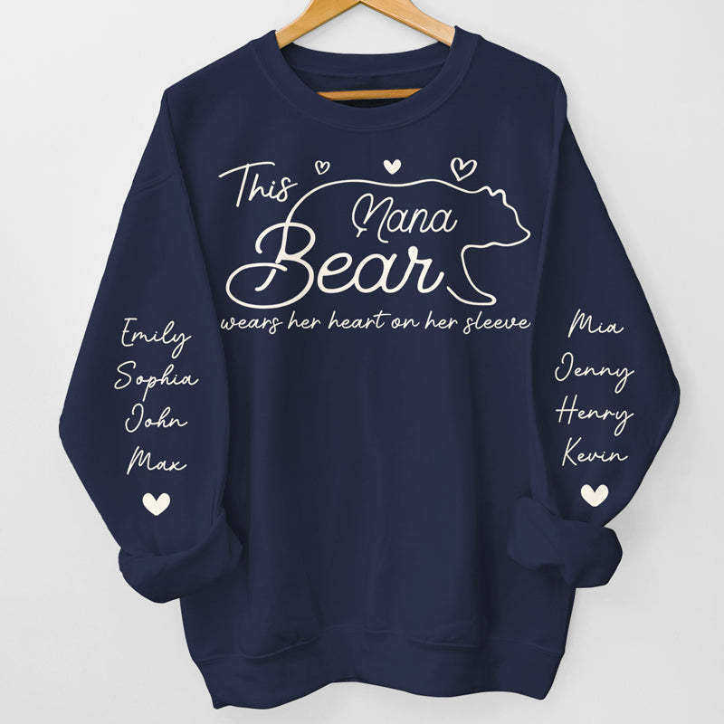 This Mama Bear Wears Her Heart On Her Sleeve - Family Custom Unisex Sweatshirt source image 3