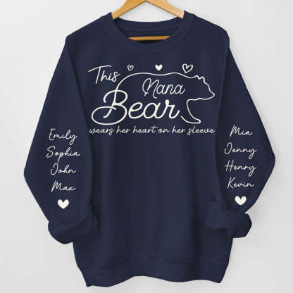 This Mama Bear Wears Her Heart On Her Sleeve - Family Custom Unisex Sweatshirt source image 3