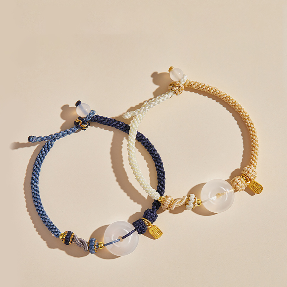 White Agate Fu Couple Bracelets - Give the Gift of Luck