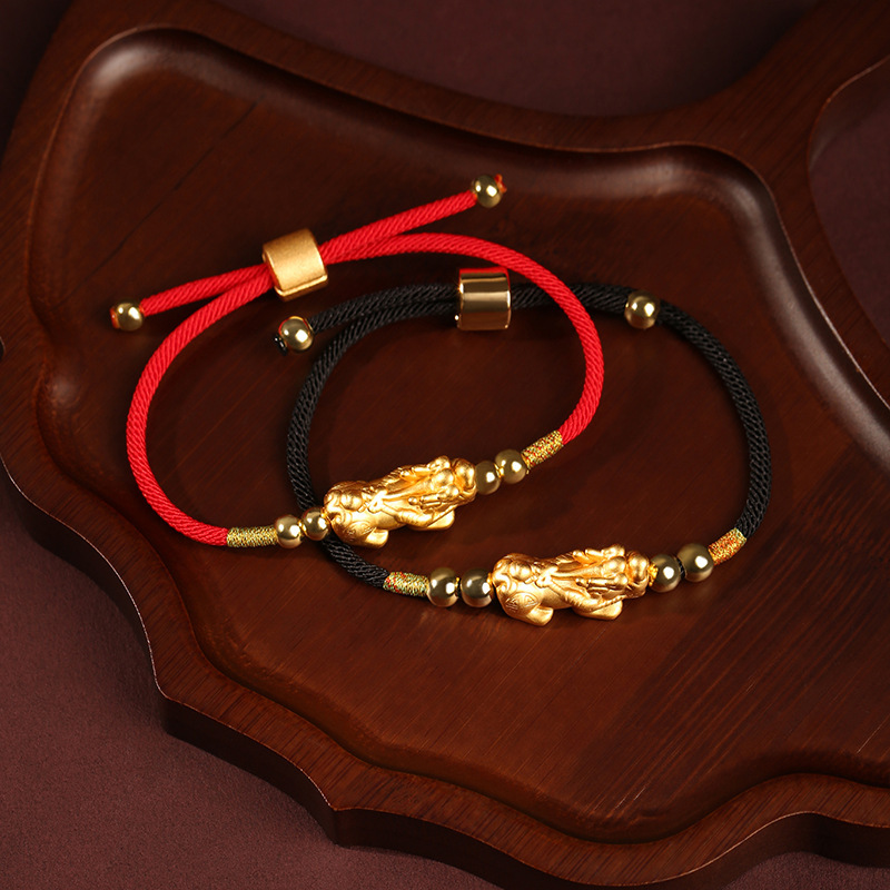 Feng Shui Piyao Wealth Bracelet - Red/Black String
