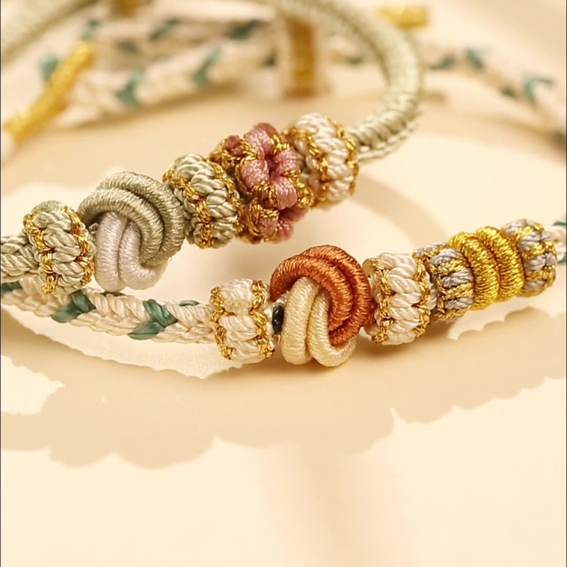 Hand-woven dimple knot bracelet - good things come in pairs
