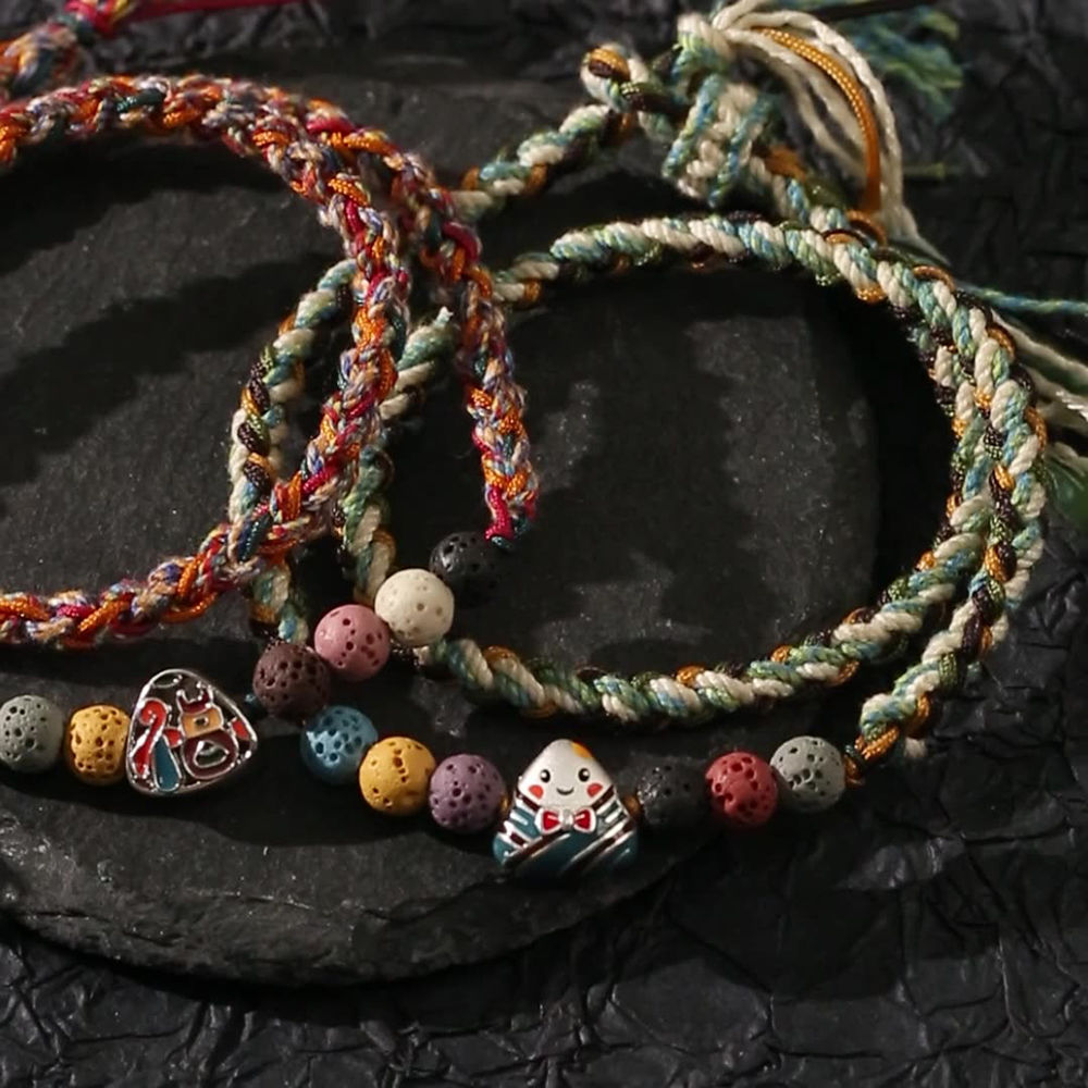 Dragon Boat Festival Bracelet Ethnic Style S925 Silver Colorful Rope