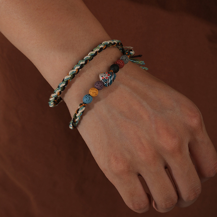 Dragon Boat Festival Bracelet Ethnic Style S925 Silver Colorful Rope