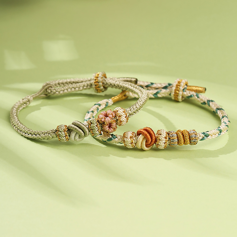 Hand-woven dimple knot bracelet - good things come in pairs