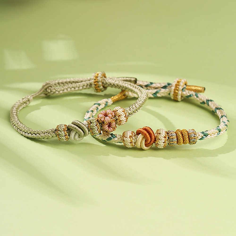 Hand-woven dimple knot bracelet - good things come in pairs