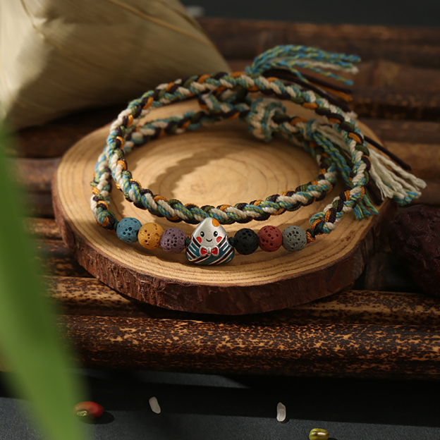 Dragon Boat Festival Bracelet Ethnic Style S925 Silver Colorful Rope