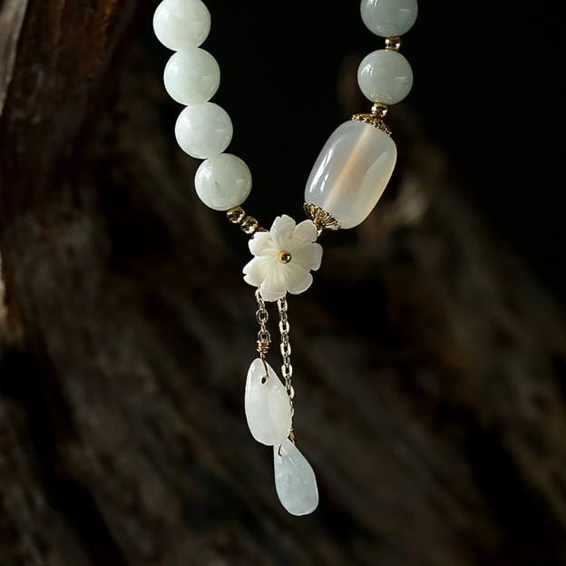 Natural Light Green Jade Bead Bracelet - Luck & Harmony