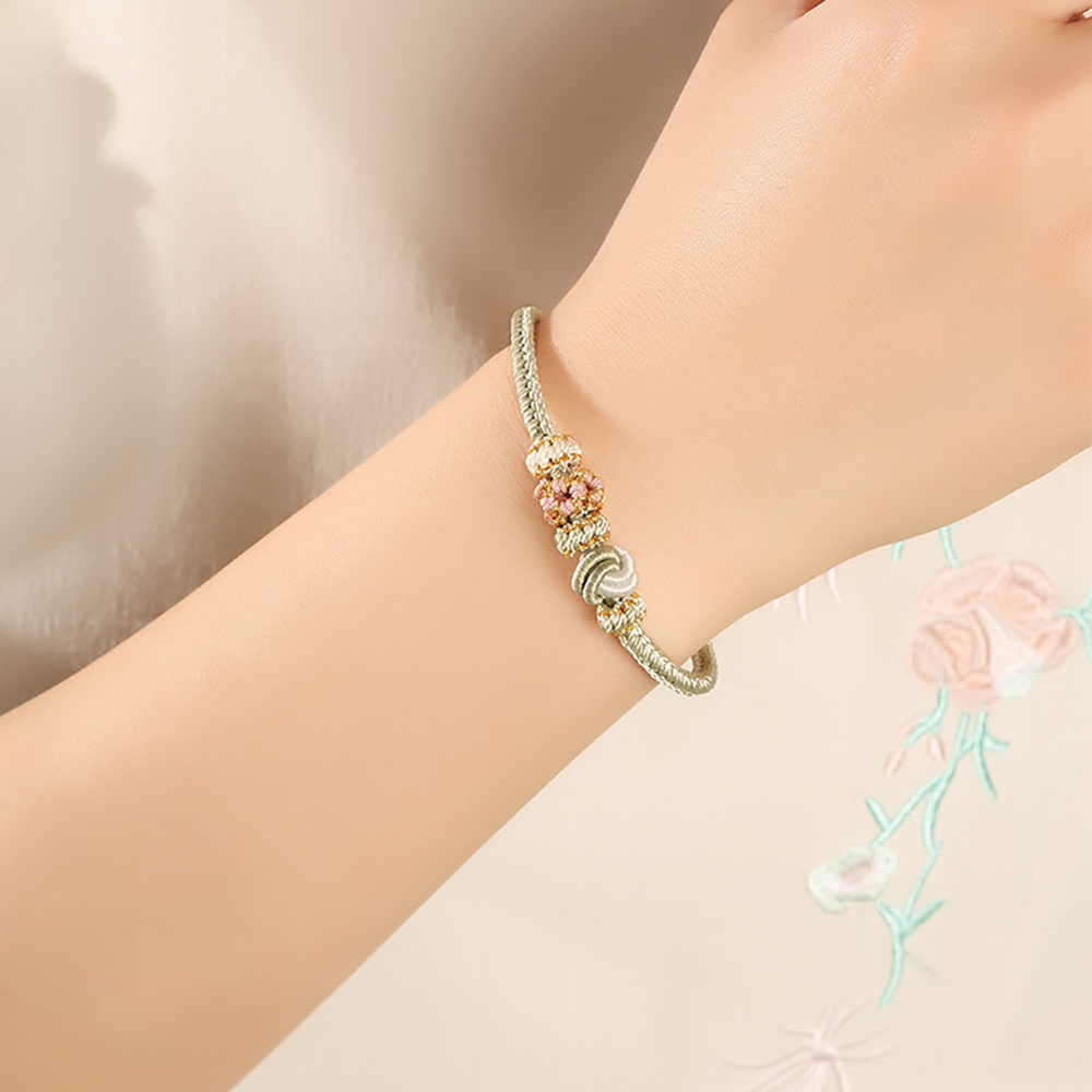 Hand-woven dimple knot bracelet - good things come in pairs