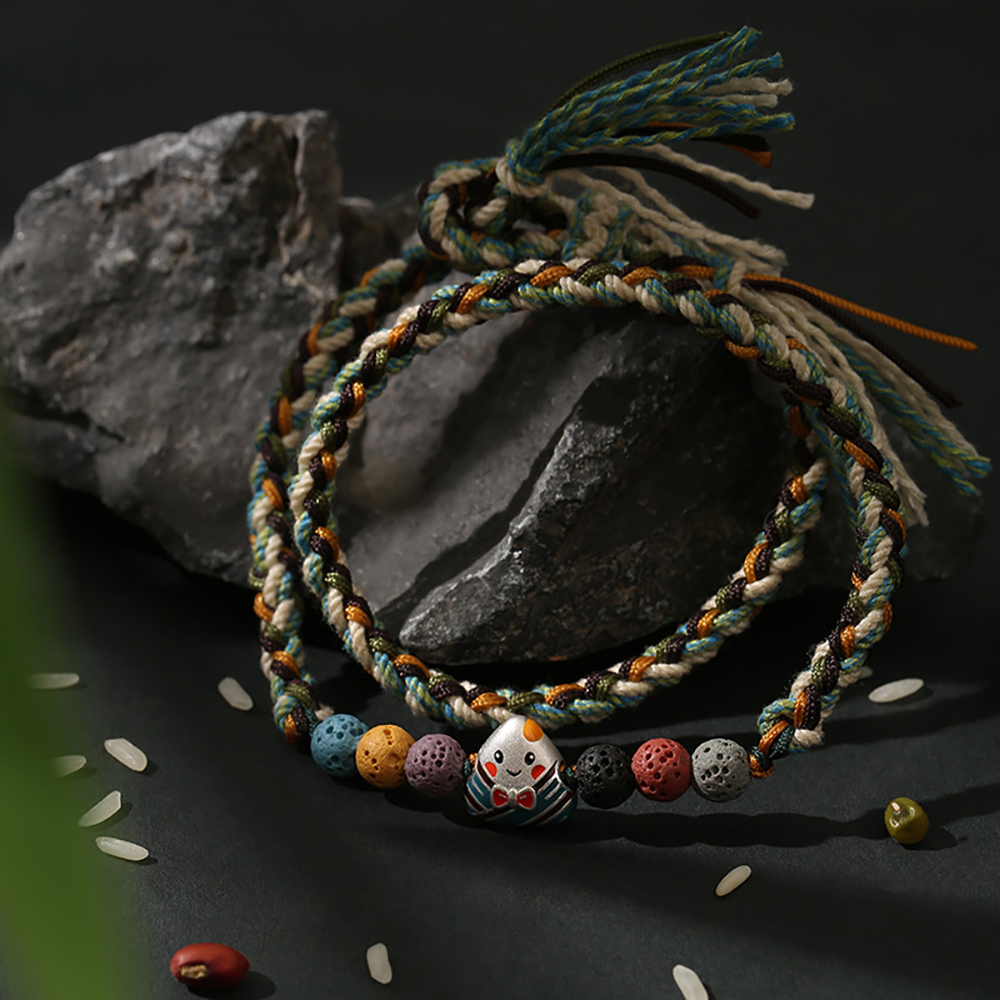 Dragon Boat Festival Bracelet Ethnic Style S925 Silver Colorful Rope