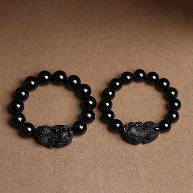 Black Obsidian Pixiu Bracelet - Wealth Protection