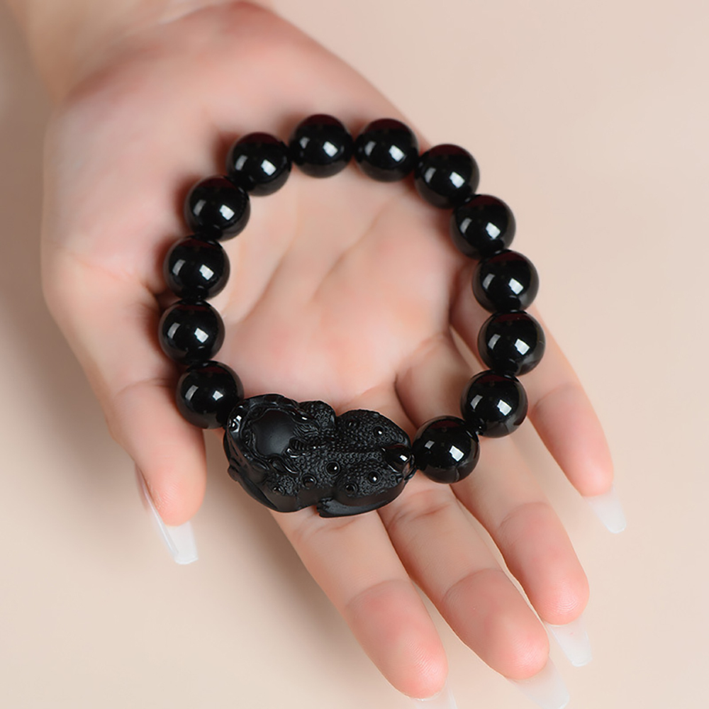 Black Obsidian Pixiu Bracelet - Wealth Protection