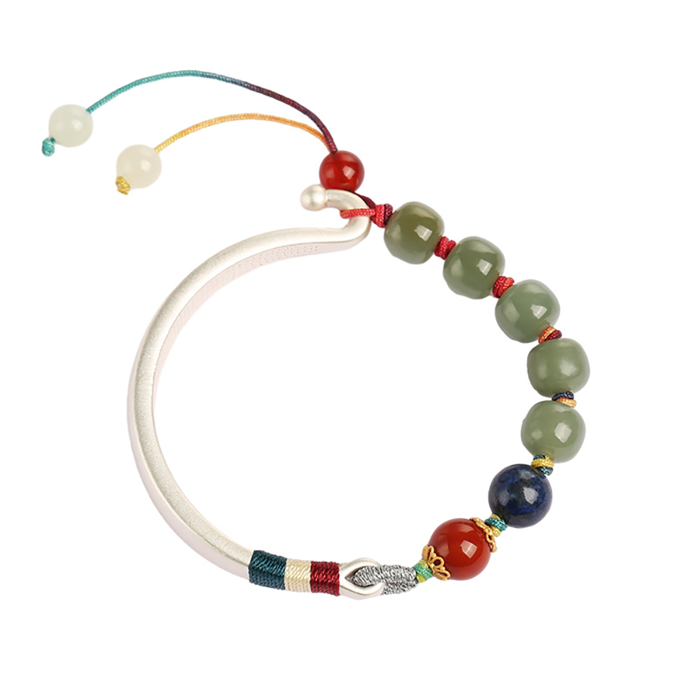 Dragon Knot Hetian Jade Bracelet 999 Sterling Silver