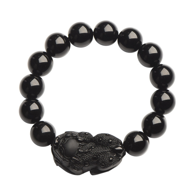 Black Obsidian Pixiu Bracelet - Wealth Protection