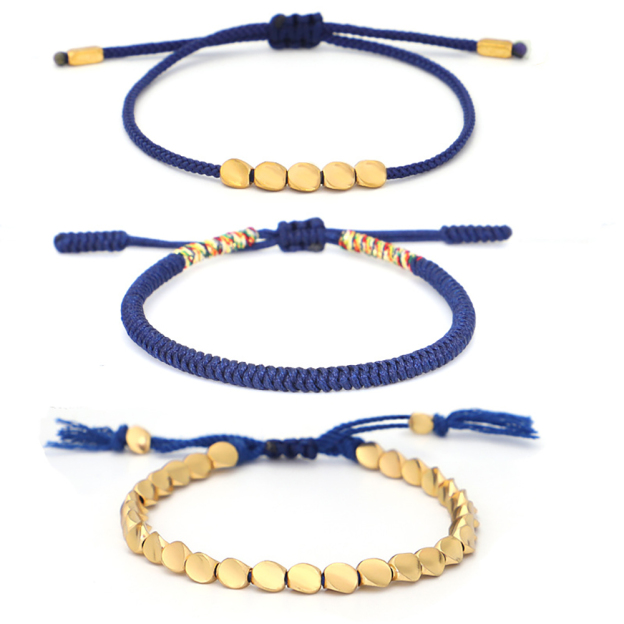 Blue Copper Beads Bracelet Set - Healing, Good Luck, & Harmony