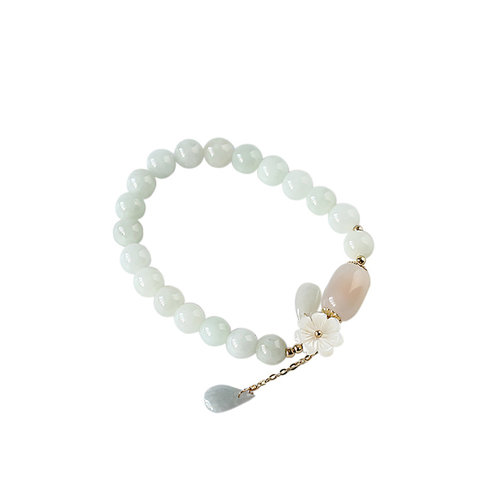 Natural Light Green Jade Bead Bracelet - Luck & Harmony