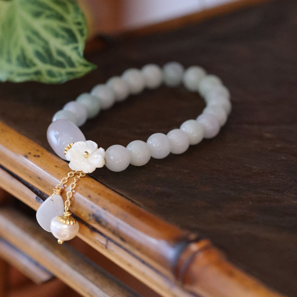 Natural Light Green Jade Bead Bracelet - Luck & Harmony