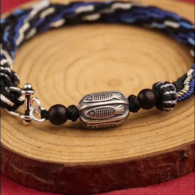 S925 Silver Wealthy Fish Hand-woven Bracelet