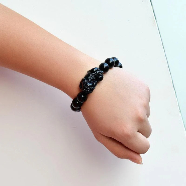 Black Obsidian Pixiu Bracelet - Wealth Protection Protection • Wealth • Luck