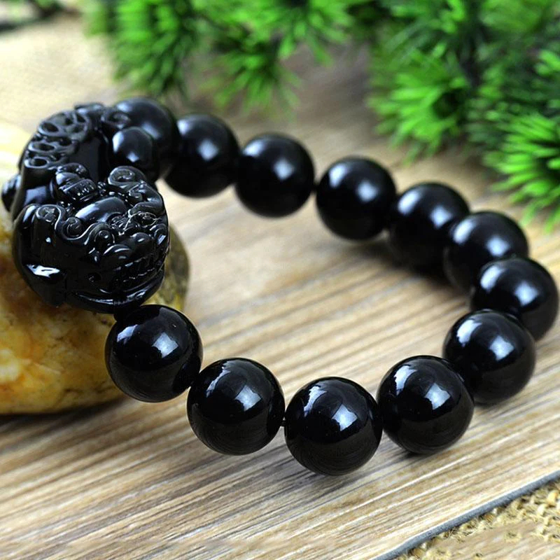 Black Obsidian Pixiu Bracelet - Wealth Protection Protection • Wealth • Luck