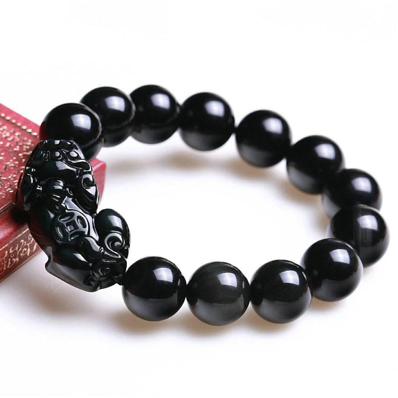 Black Obsidian Pixiu Bracelet - Wealth Protection Protection • Wealth • Luck