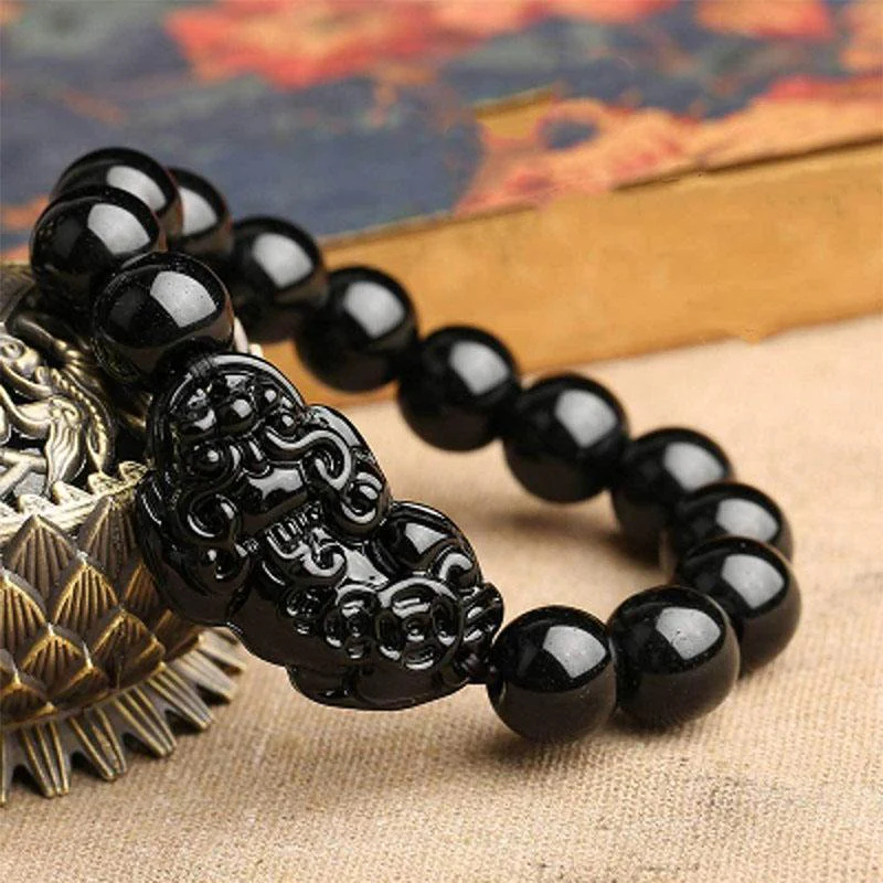 Black Obsidian Pixiu Bracelet - Wealth Protection Protection • Wealth • Luck